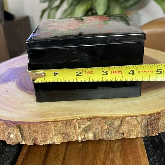 Vintage‎ Japanese Lacquerware Coaster Set with Box – Hand-Painted Floral Gold - Picture 7 of 9